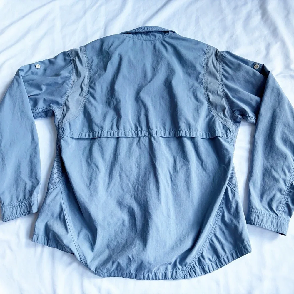 Mountain Hardwear Shirt Women 12 Blue Long Sleeve Button Up Pockets Gorpcore - Picture 2 of 6